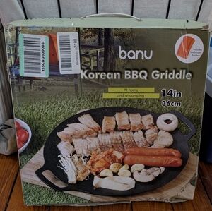 Banu Korean BBQ Griddle 14" Non-stick Cast Aluminum, Made In Korea